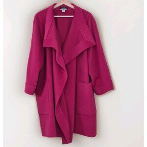 Vtg Dejac Paris Creeds Wrap Coat Women S Fuchsia Luxury 80s Unlined Boxy FLAWS